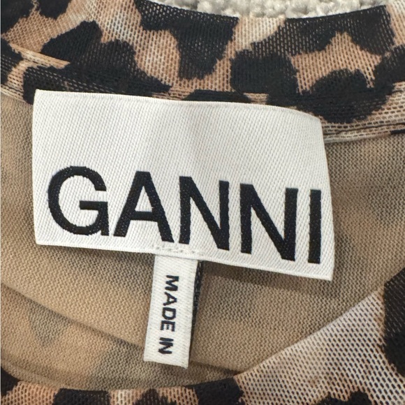 NWOT Ganni Ruched Leopard Print Mini Dress Animal Print Size EU 40 US 8 - Picture 6 of 10